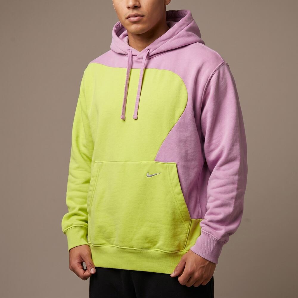 Nike Men’s Hoodie Colorblock Wavy Lime Neon Purple Streetwear S